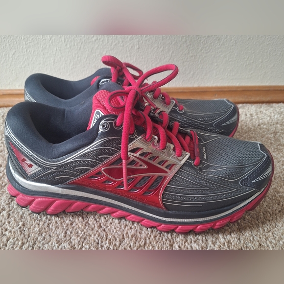 Brooks GLYCERIN 14 Running Shoes Gray And Pink 3D Stretch Print WOMEN Size 7BBro - Picture 6 of 10